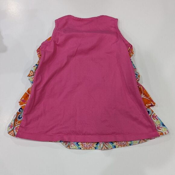 Hanna Andersson Pink Orange Hawaiian Colorful Tiered Tank Top Girls Size 120 6 7 - Picture 4 of 5